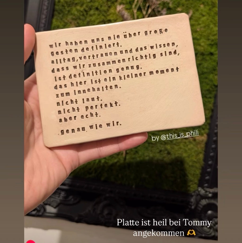 Phili-Tafel – handgestempelte Einzelarbeit mit individuellem Text